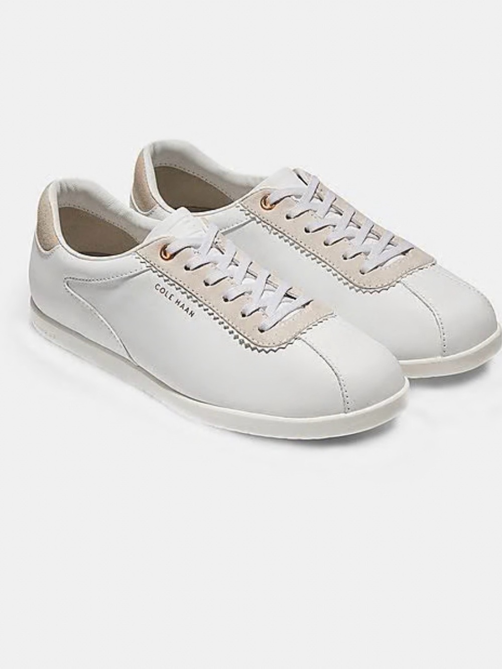 Cole Haan Grand pro Women's White and Beige Leather Sneakers